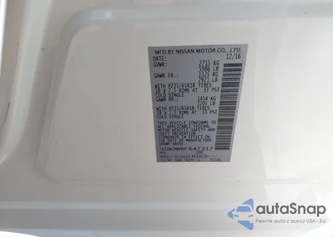 2017 Nissan Pathfinder Sl z USA, uszkodzony, nr VIN 5N1DR2MN9HC647317